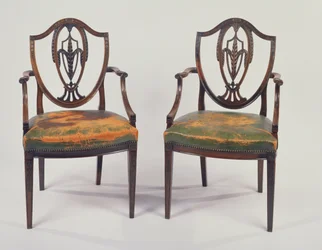 Par George III spisestuestole i palisander, efter et design af George Hepplewhite