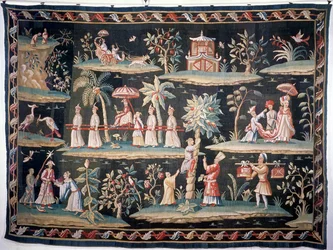 Tapestry i John van der Banks Chinoiserie-stil, Soho Tapestry Works, tidligt 18. århundrede