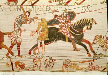 Normannerne dræber Harolds mænd, Bayeux Tapestry