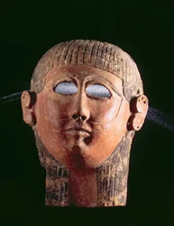 00368 Skægmaske, fra Kartago, Tunesien, fønikisk, 4. århundrede f.Kr. (støbt, malet terracotta)