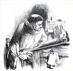 En munk belyser et manuskript