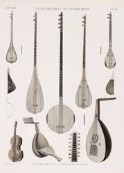 En række illustrationer af musikinstrumenter