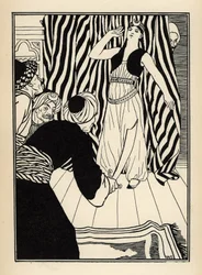 En sultan gemmer baronen de Munchausen. Illustration af William Strang (1859-1921) og JB Clark fra "The Adventures of the Baron of Munchausen (Munchhausen) af Rudolf Erich Raspe (1736-1794) (1789)