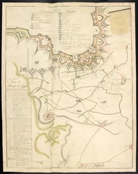 En tonet plan over belejringsværket. Journal for belejringen af Bergen op Zoom, af franskmændene, i 1747; forud for en redegørelse for det franske artilleris tilstand på det tidspunkt.