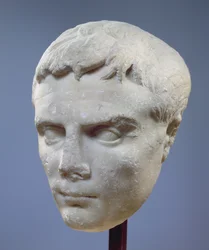 Augustus, marmorhoved, ca.27-20 f.Kr