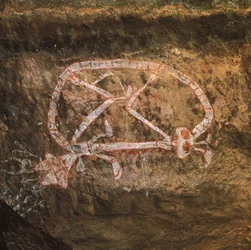 Australien, Northern Territory, Arnhem Land, Kakadu Nationalpark, Nourlangie Rock, aboriginske klippemalerier