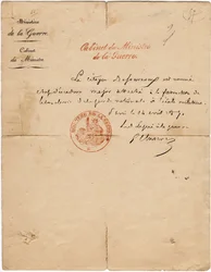 Autografbrev fra delegerede til krigen Gustave Paul Cluseret under Pariserkommunen. Svag. 10,7x6,8 cm 1871