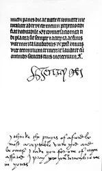 Autograf underskrift af kong Henry VIII og inskription i hånden på hans kone, dronning Katherine af Aragon (pen & blæk på vellum) (se også 441029)
