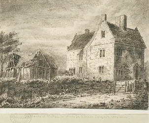 Baswich Village - house of Sir William Congreve: pencil and wash drawing, nd [? 18th cent] dani