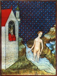 Batseba efter en miniature af Sansenes Bibel fra det 14. århundrede