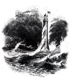Bell Rock fyrtårn i en storm.