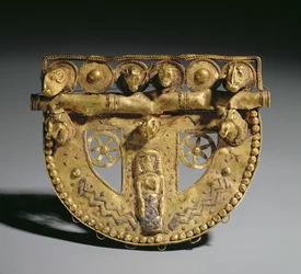 Bæltespænde med granuleret dekoration, Orientaliseringsperiode, ca. 700 f.Kr. (guld)