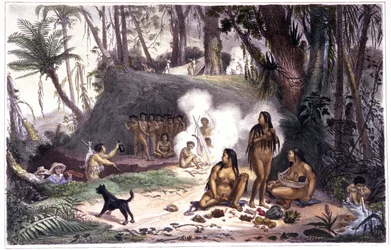 Brasilien. Cabocle indianerlejr i Cantagallo