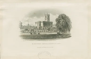 Burton-upon-Trent - St. Modwens Church: steel engraving, and [? 19th century] dani