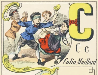 C : colin-maillard - Games Alphabet, ca. 1890 (illustration)