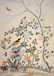 Chinoiserie tapet, Marble Hill House, Twickenham, Richmond, Middlesex, Storbritannien