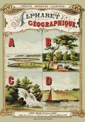 Omslag: A: øgruppe, B: Bois de Boulogne, C: vandfald, D: dige - Indgravering udtaget fra det geografiske alfabet. Guerin-Muller et Cie, forlag, Paris