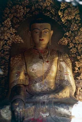 Krypt med statue af Buddha, Swayambhunath (abetemplet), Kathmandu-dalen (Unescos verdensarvsliste