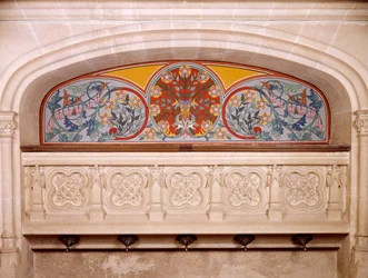 Detalje af udsmykning af Chateau de Roquetaillade, Frankrig