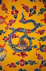 Drage vægmaleri. Kopan kloster, Kathmandu, Nepal