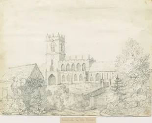 Eccleshall Church: pencil drawing, 6 May 1825dani