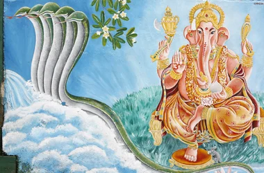 Elefanthovedet hinduistisk gud Ganesh, Kathmandu, Nepal