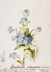 Fransk fødselsdagskort med blomsterelementer