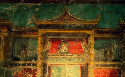 Fresko i salon, Villa Poppaea, arkæologiske område i Oplonti, Torre Annunziata (Unescos verdensarvsliste