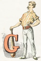 G - Gymnast - Childish Alphabet, Editions Gordinne 1920 (gravering)