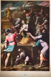 Genova, Duomo (St. Lawrence Cathedral), indvendigt, Baptistery (tidligere St John the Old Church): "Martyrdom of St Catherine", af Cesare og Alessandro Semino