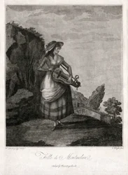 Pige fra Montmelian i Gironde, der spiller på det gamle hjul (stik)