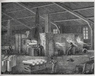 Glasfremstilling, ca. 1880 (gravering)