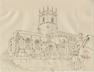 Gnosall Church: pen- og blæktegning, nd [1830