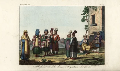 Græsk og italiensk kvindedragt