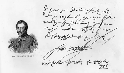Håndskrift og signatur af Sir Francis Drake