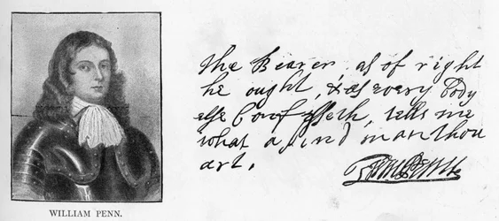 Håndskrift og underskrift af William Penn fra et brev til Sir Robert Southwell