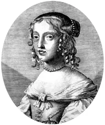 Henrietta Anne engelsk prinsesse og hertuginde af Orleans datter af kong Charles 1., hustru til Philippe af Orleans (bror til den franske kong LouisXIV), kobberstik