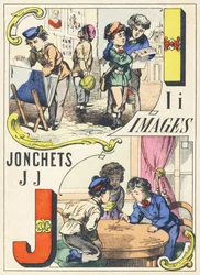 I J: billeder, jonchets - Spilalfabet, ca. 1890 (illustration)