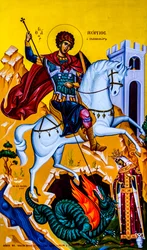 Ikon for Saint George, Moni Karydi, Kreta, Vamos, Kreta, Grækenland, Europa (foto)