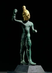 Idol af stormguden Baal, fra Syrien, bronzealder (ca. 1350-1250 f.Kr.) (bronze og guld)