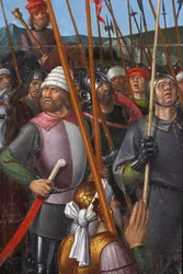 Indre et Loire N* 174 - Chateau de Loches - Detalje af korsfæstelsens altertavle - Ecole de Jean Fouquet - 1485 -