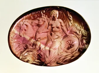 Dybtryk af en nereid eller amfitrit på en hippocampus, ca. 50 f.Kr. (ametyst)