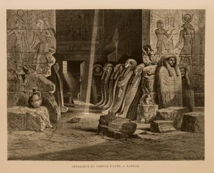 Indvendig udsigt over Apet-templet i Karnak, Egypten Illustration fra Atlas of Egypt