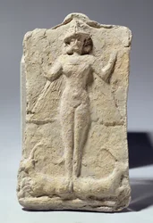 Krukke dekoreret med symbolske motiver omkring gudinden Ishtar, babylonsk, ca. 1700 f.Kr. (terracotta)
