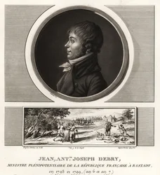 Jean Antoine Joseph Debry, befuldmægtiget minister for Den Franske Republik, taler