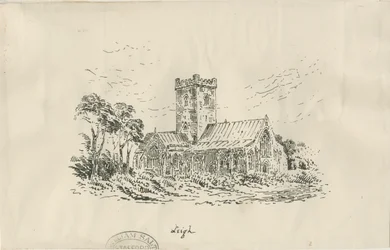 Leigh Church: litografi, og [?19. århundrede]