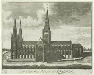 Lichfield Cathedral - South View: gravering og [?1700-tallet]