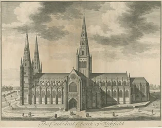 Lichfield Cathedral - South View: gravering, nd [c 1730]