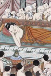 Buddhas liv Efter 45 års undervisning i Dharma gik Buddha over i Parinirvana, Seoul, Coree du Sud
