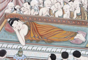 Buddhas liv Efter 45 års undervisning i Dharma gik Buddha over i Parinirvana, Seoul, Coree du Sud